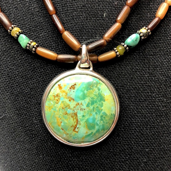 BARSE Turquoise Pendant on Multi-Strand Necklace with Sterling Silver Accents - Picture 15 of 17